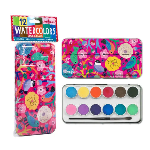 12 Watercolors & Brush - Birds in Fuchsia