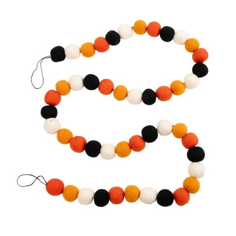 Orange and Black Felt Ball Garland