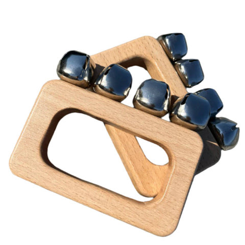 Handmade Wooden Hand Bell Shaker