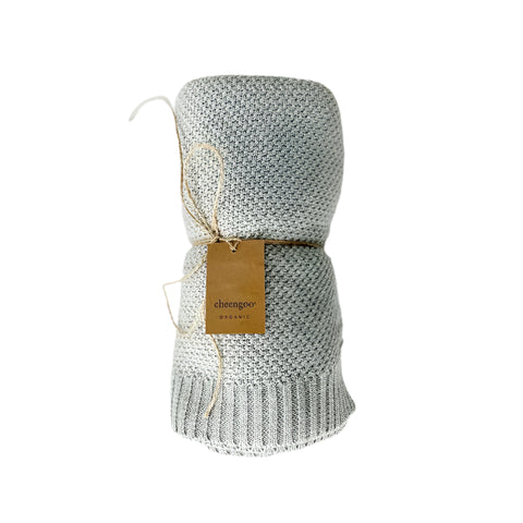 Organic Knit Baby Blanket (Moss Stitch)- Pewter
