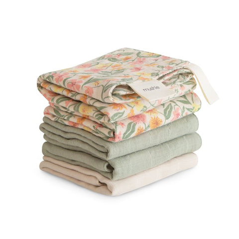 Organic Cotton Muslin Washcloths - 5 Pack