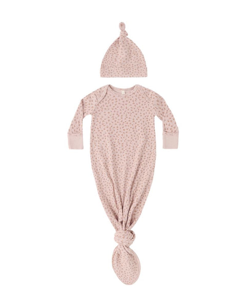 Knotted Baby Gown + Hat Set - Posy