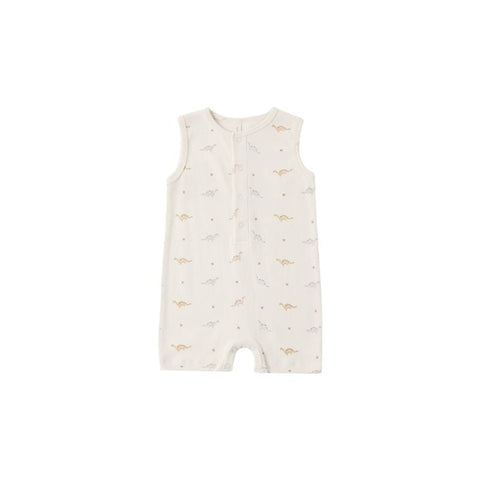 Ribbed Henley Romper - Dinos