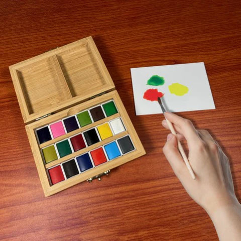 Watercolor Set in Bamboo Box