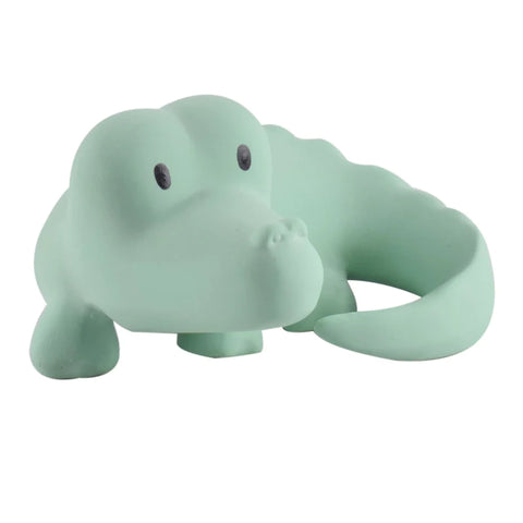 Natural Rubber Teether, Rattle and Bath Toy - Crocodile