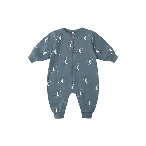 Relaxed Fleece Jumpsuit - Silver Moons