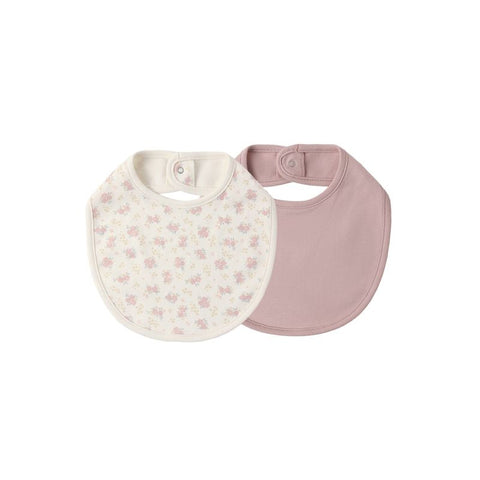 Jersey Snap Bib, 2 Pack - Flower Field, Mauve