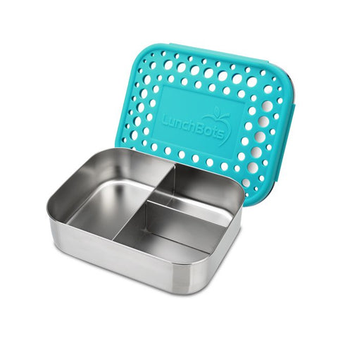 Trio Three Section Food Container Aqua Dots